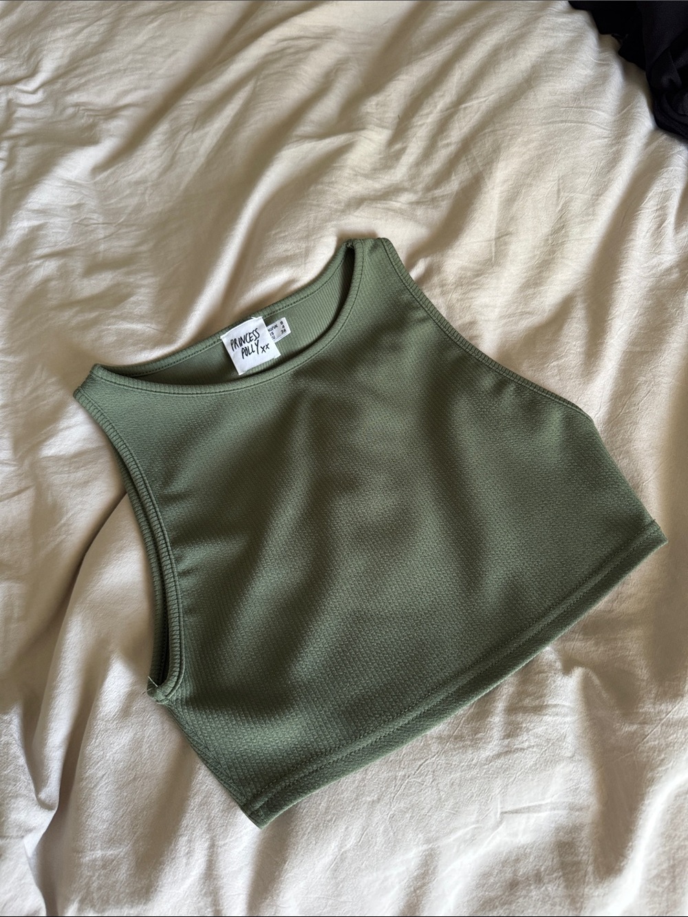 Princess Polly Olive Green Ribbed Crop Tank